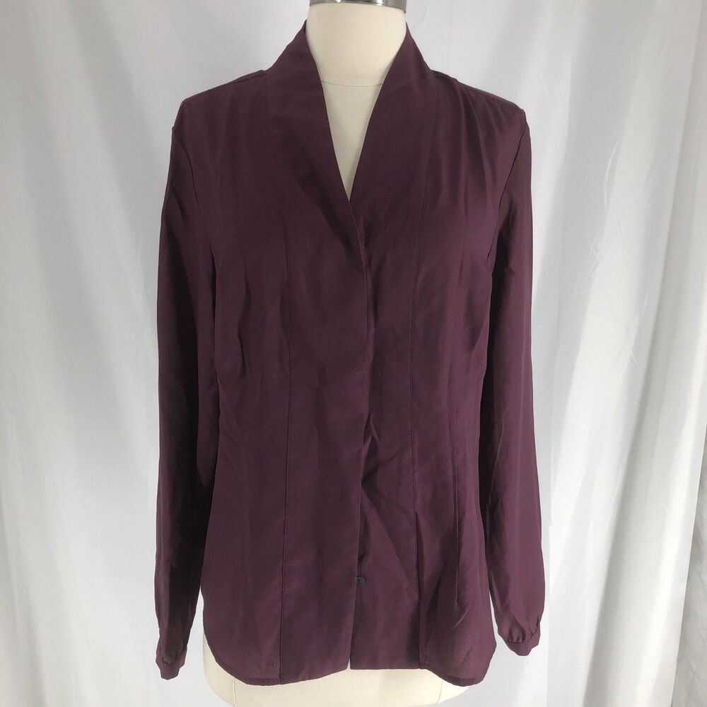 Soft Surroundings Button Up Blouse Shirt Medium Burgundy